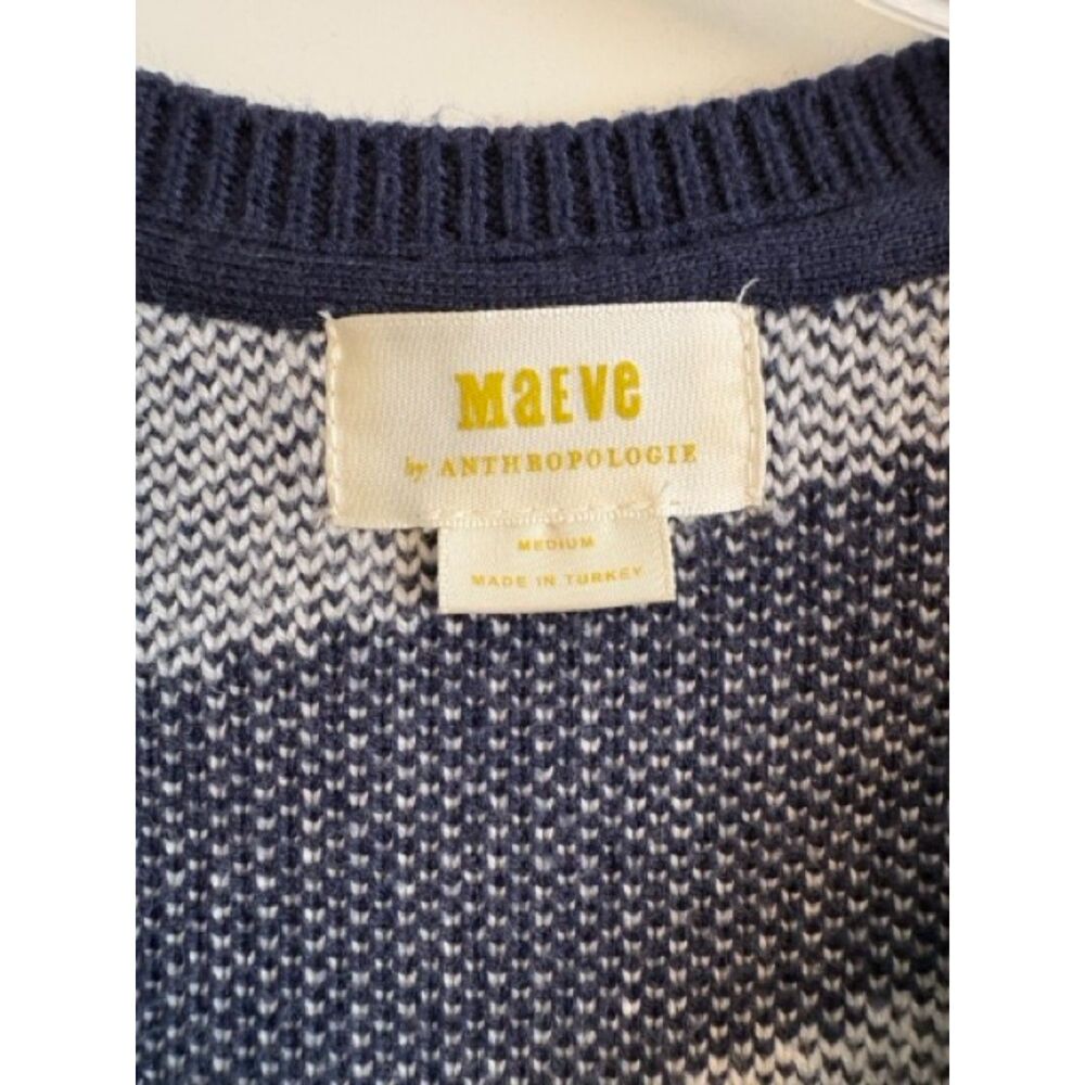 Maeve Anthropologie Women's Sweater Vest Navy Cream Abstract Knit size M - Picture 3 of 7